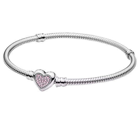 Pulsera de plata 925 con circonita en forma de corazón.